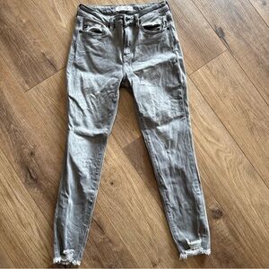 KanCan Gray Skinny Jeans with Frayed Hem